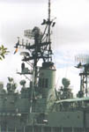 Main mast and fwd funnel