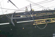 Starboard anchor & bow lettering